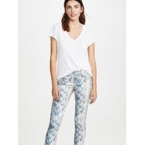 7 For All Mankind Indigo Snakeskin Python Stretch Skinny Jeans Size 26